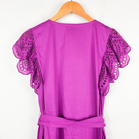 Rails Gia Ruffle Eyelet Tiered Midi Dress in Berry Sz S - Picture 7 of 14